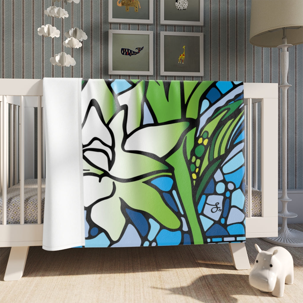 "ʻŌlena" Ocean Blues Throw Blanket