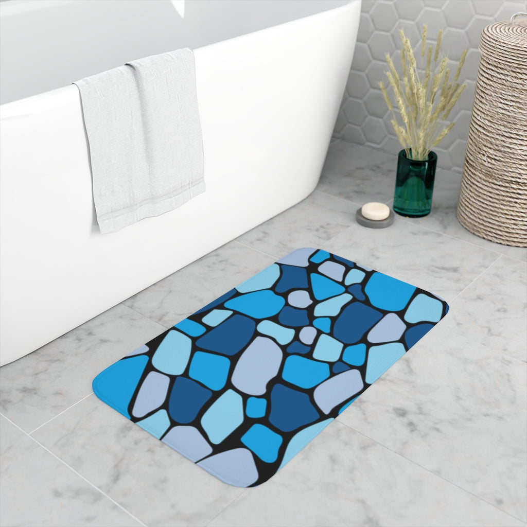 "ʻŌlena" Ocean Blues Memory Foam Bath Mat