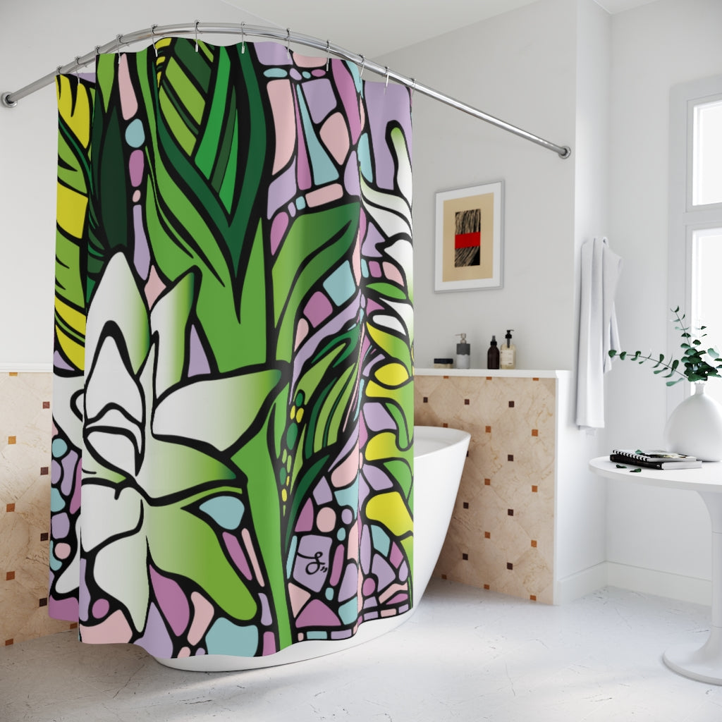 "ʻŌlena" Pastel Pōhaku Shower Curtain