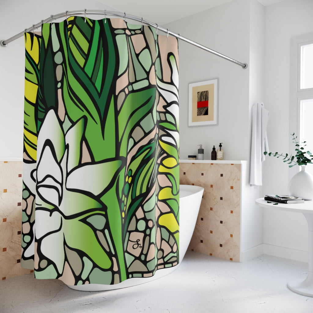 "ʻŌlena" Matcha Creme Shower Curtain