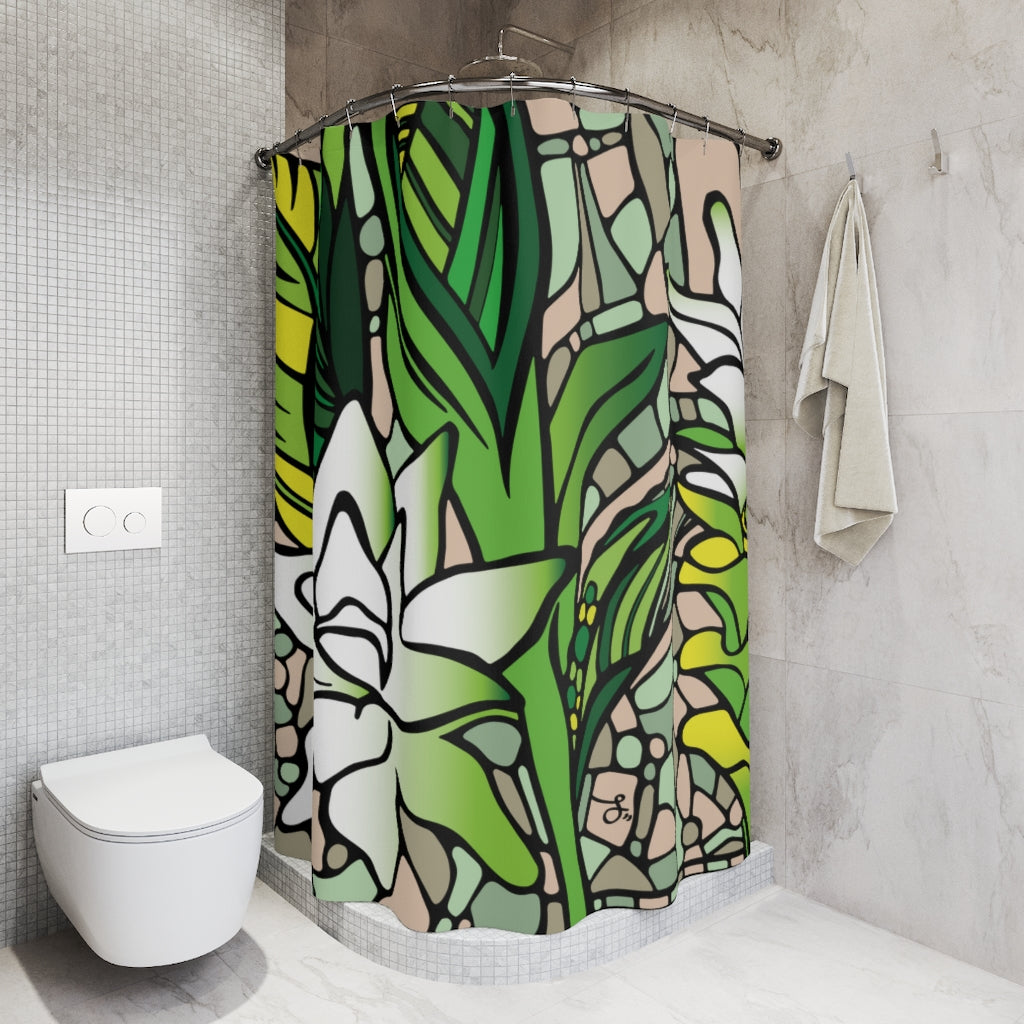 "ʻŌlena" Matcha Creme Shower Curtain