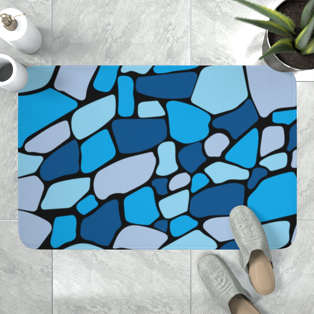 "ʻŌlena" Ocean Blues Memory Foam Bath Mat