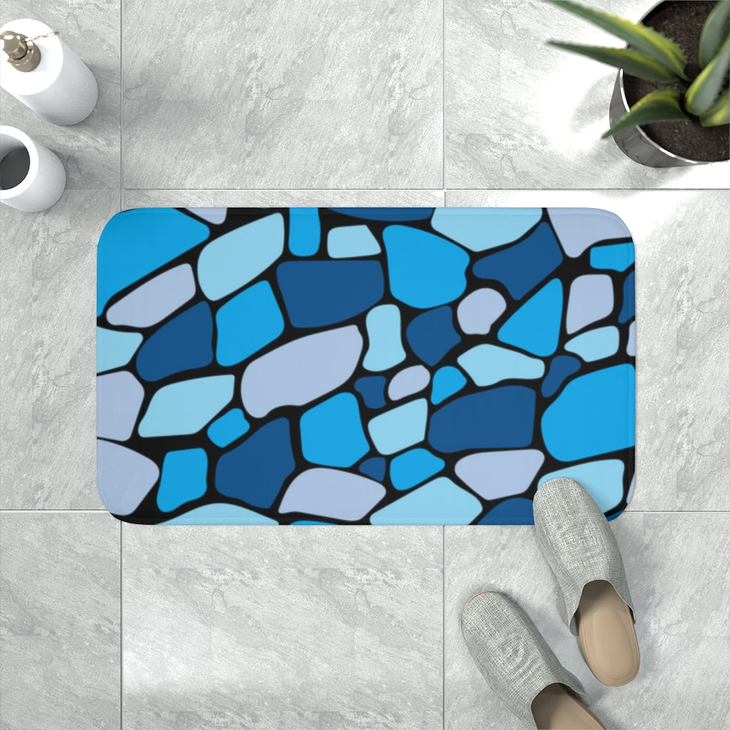 "ʻŌlena" Ocean Blues Memory Foam Bath Mat