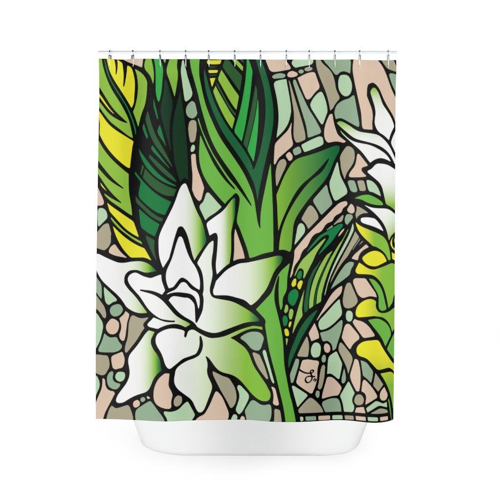 "ʻŌlena" Matcha Creme Shower Curtain