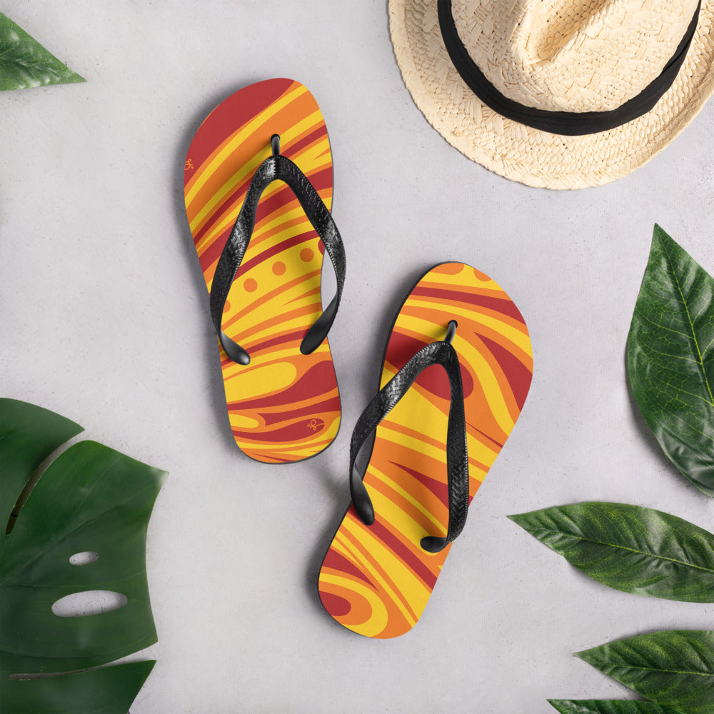 "Ainahau" Design, Sunset (red, orange, yellow) slippers, flip flops