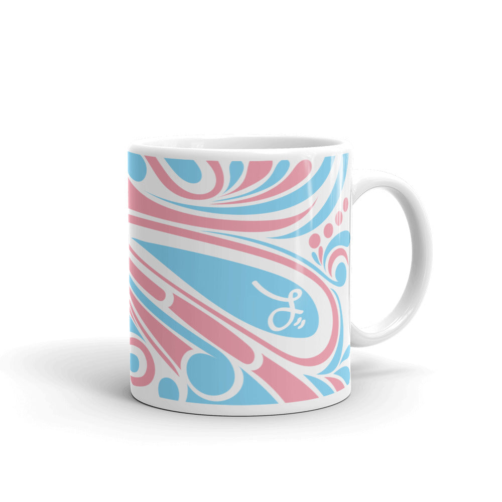 "‘Āinahau" Powder Pink/Blue and White Glossy Mug