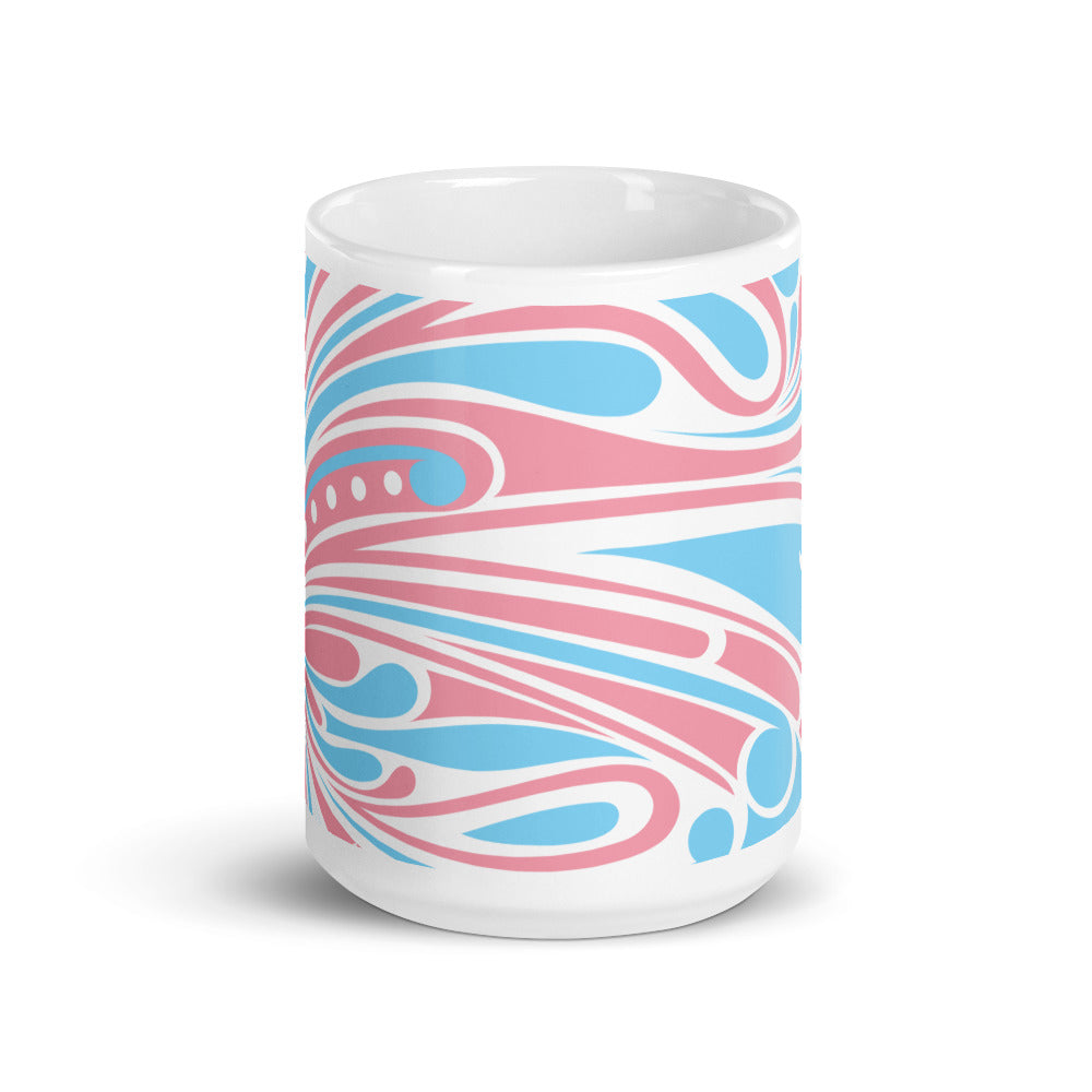 "‘Āinahau" Powder Pink/Blue and White Glossy Mug