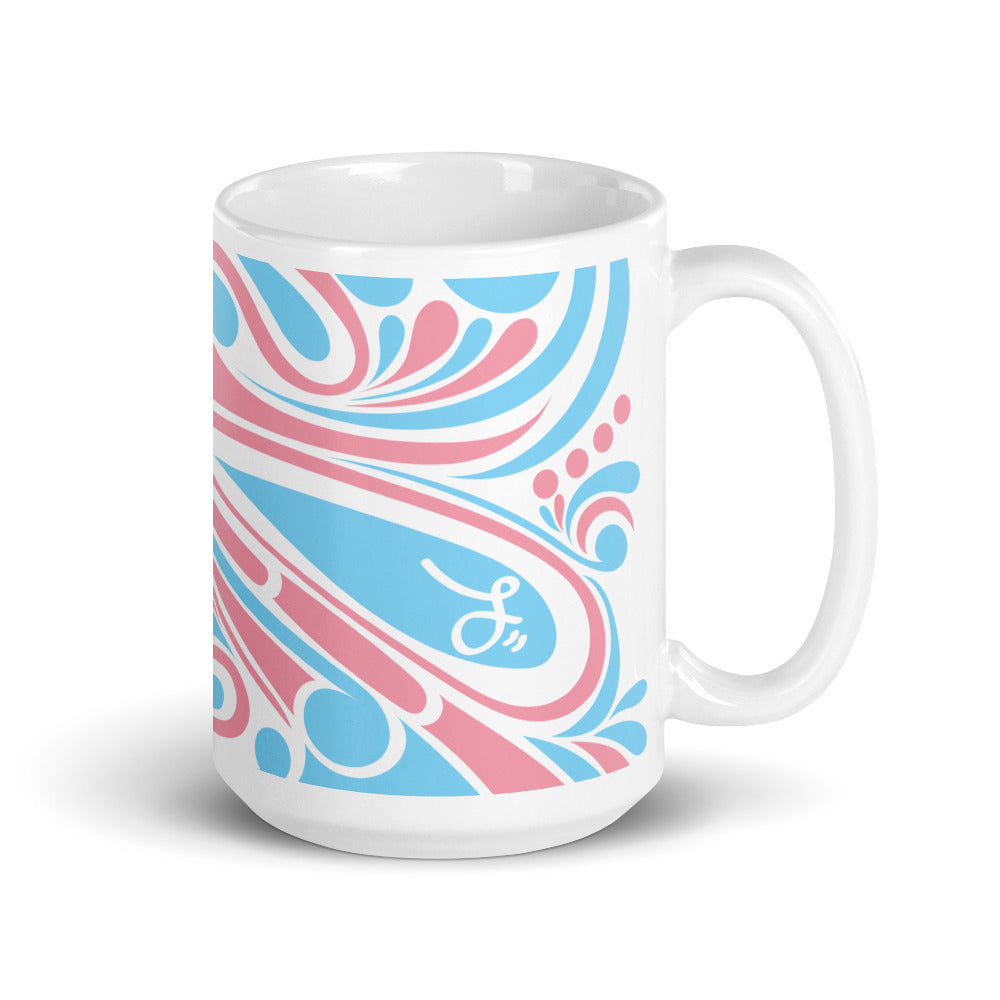 "‘Āinahau" Powder Pink/Blue and White Glossy Mug